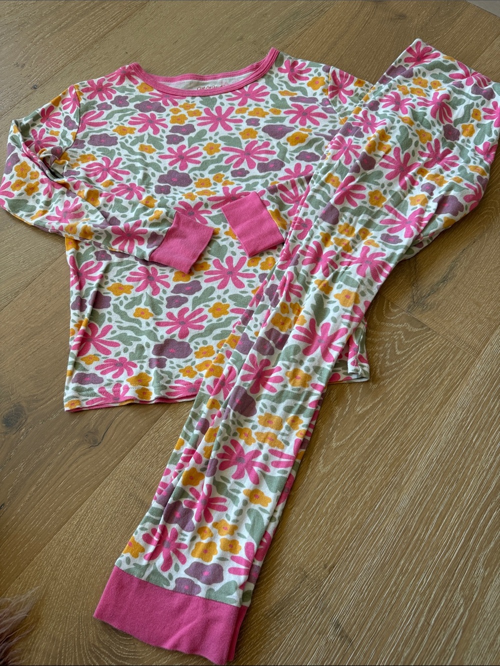 Cat & Jack Floral Pink and Yellow Long Sleeve Pajama Set